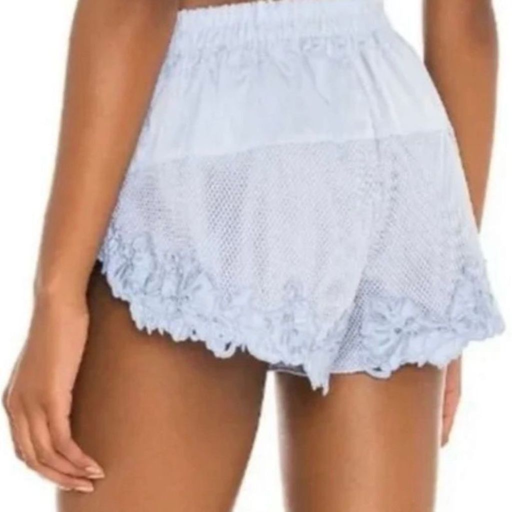 Free People Lace Trim Blue Mesh Shorts Womens Free People Size Large New Size 32" / US 10 / IT 46 - 4 Thumbnail
