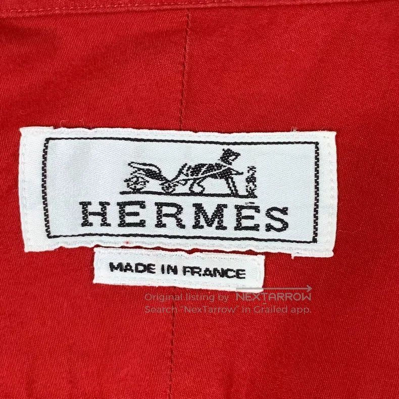 Hermes Hermes size 39 Red Cotton Collar Single Button Long Sleeve Size US M / EU 48-50 / 2 - 5 Thumbnail