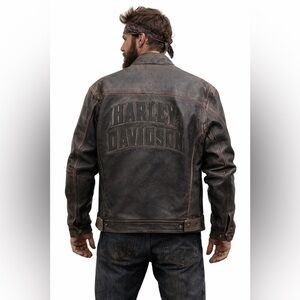 Harley Davidson Nice❗Vintage Harley Davidson Motorcycle Leather Jacket Size US M / EU 48-50 / 2 - 21 Thumbnail