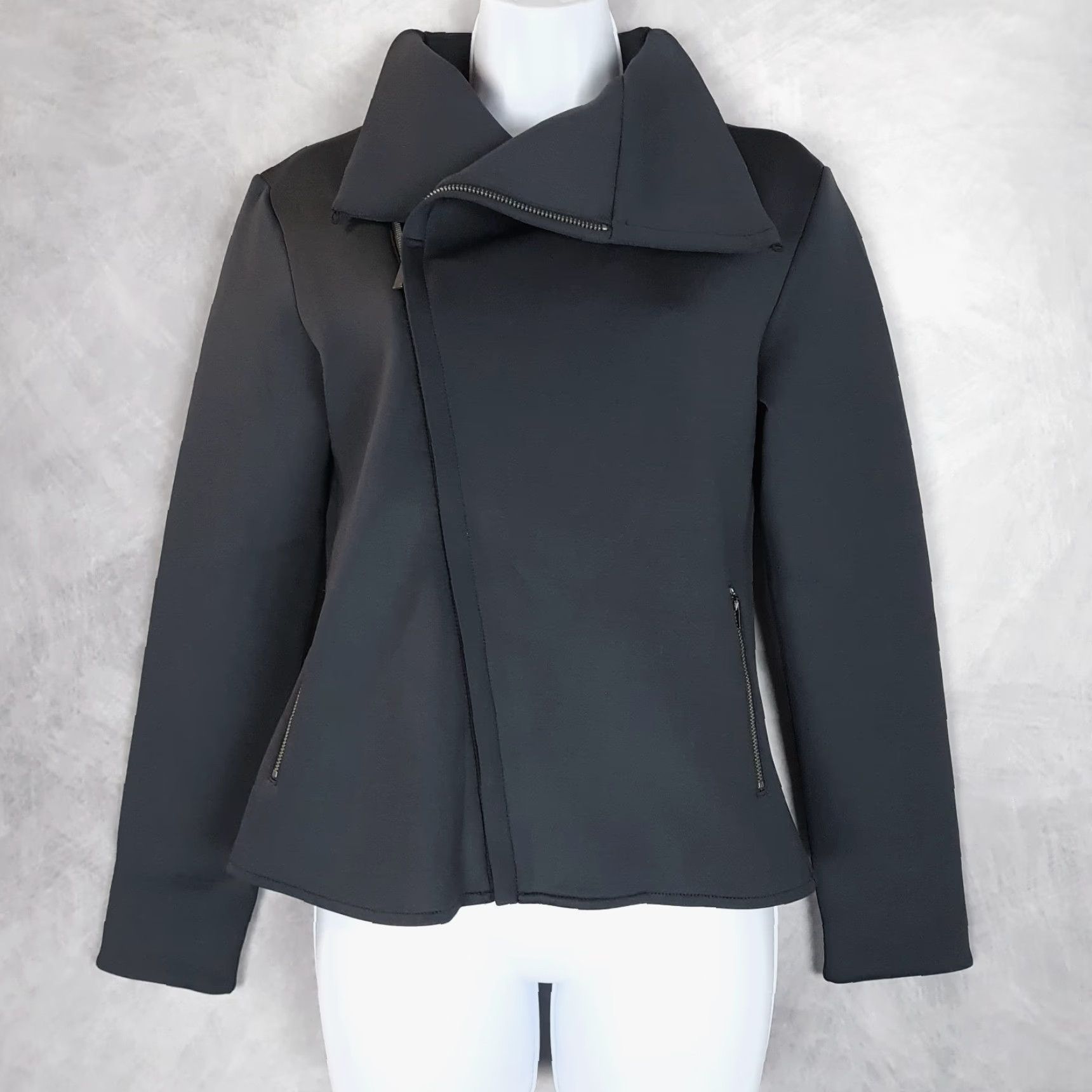 Vintage VINTAGE ADAY Up In The Air Jacket Womens XS Blue Scuba Asymmetrical Zip Biker Jacket Size XS / US 0-2 / IT 36-38 - 2 Thumbnail