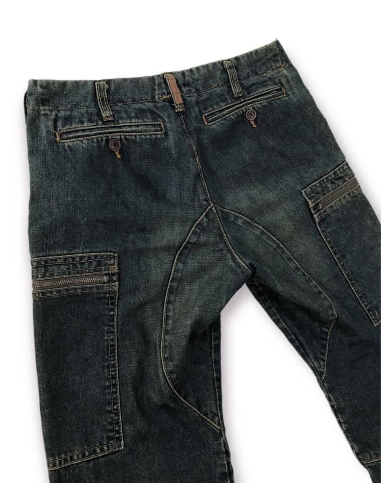 FCUK × French Connection 🔥 S/S 2010 FCUK BONDAGE FLARE DENIM CARGO PANTS LGB STYLE Size US 31 - 7 Thumbnail
