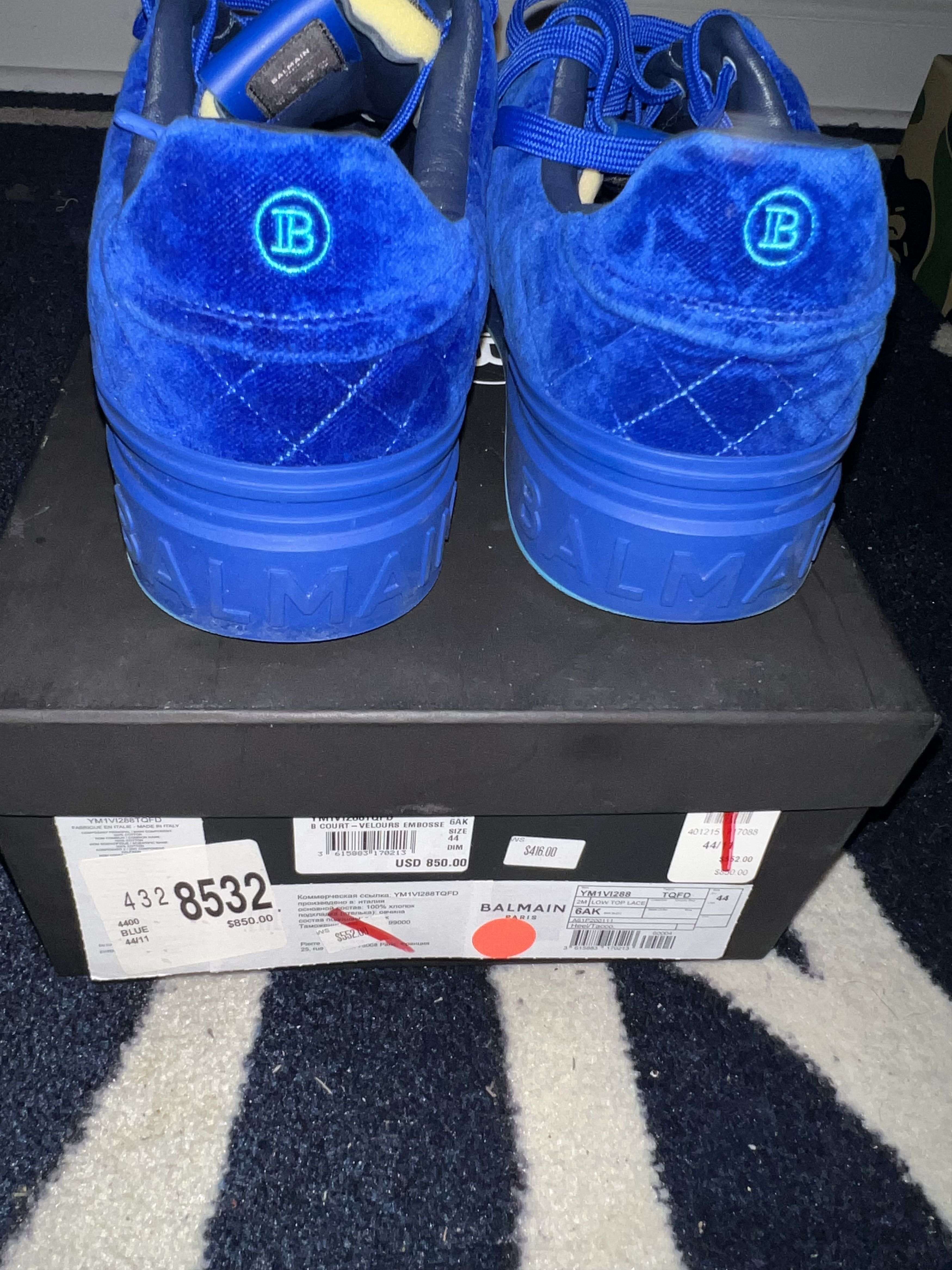 Balmain Balmain quilted velvet low top sneaker Size US 11 / EU 44 - 4 Thumbnail