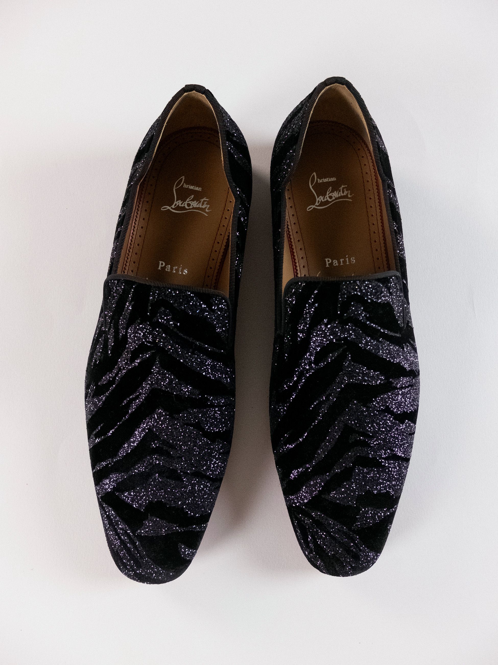 Christian Louboutin CHRISTIAN LOUBOUTIN Dandy Chick black velvet loafers glitter Size US 9 / EU 42 - 3 Thumbnail