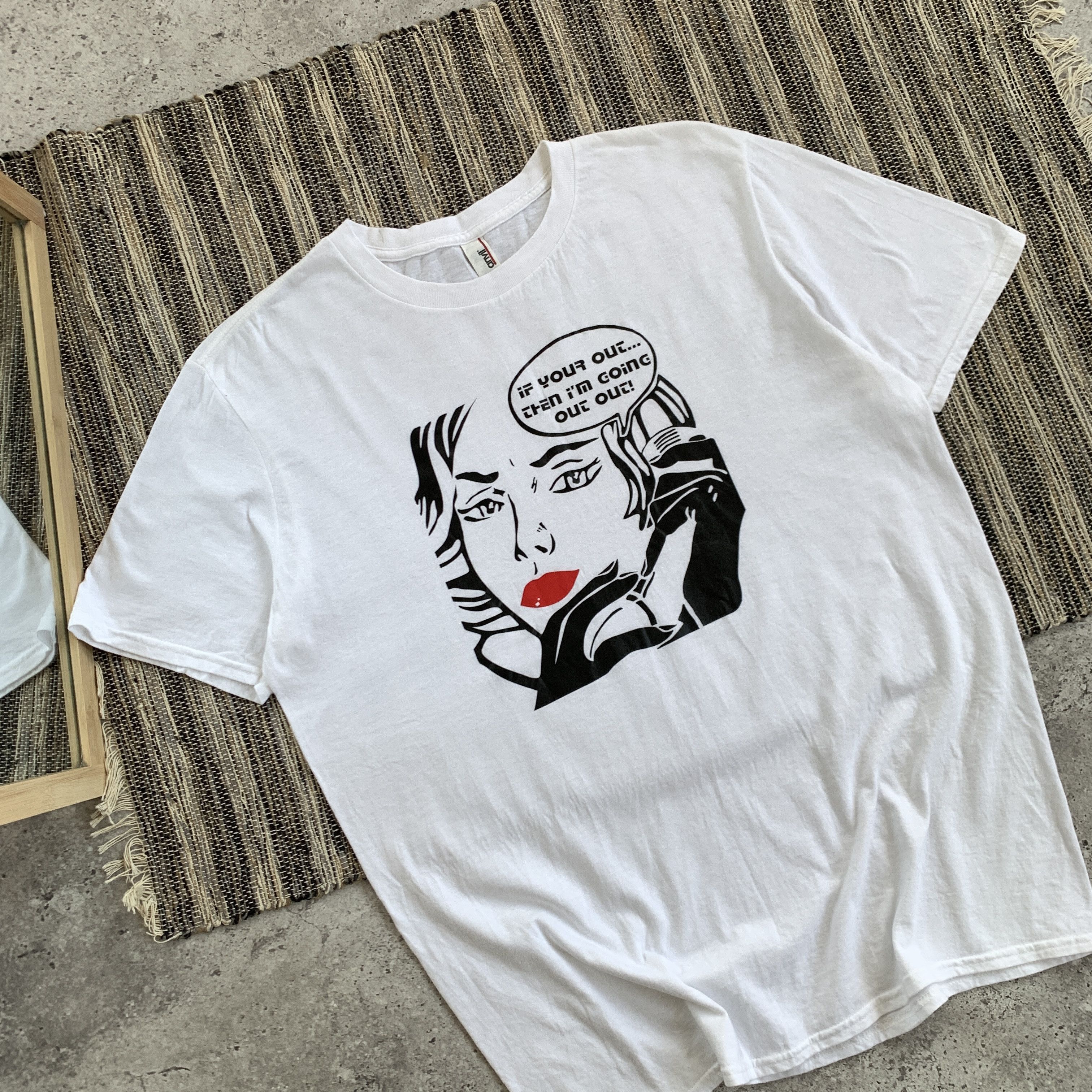 Vintage Comics Style Graphic White Tee Shirt Size US L / EU 52-54 / 3 - 2 Thumbnail