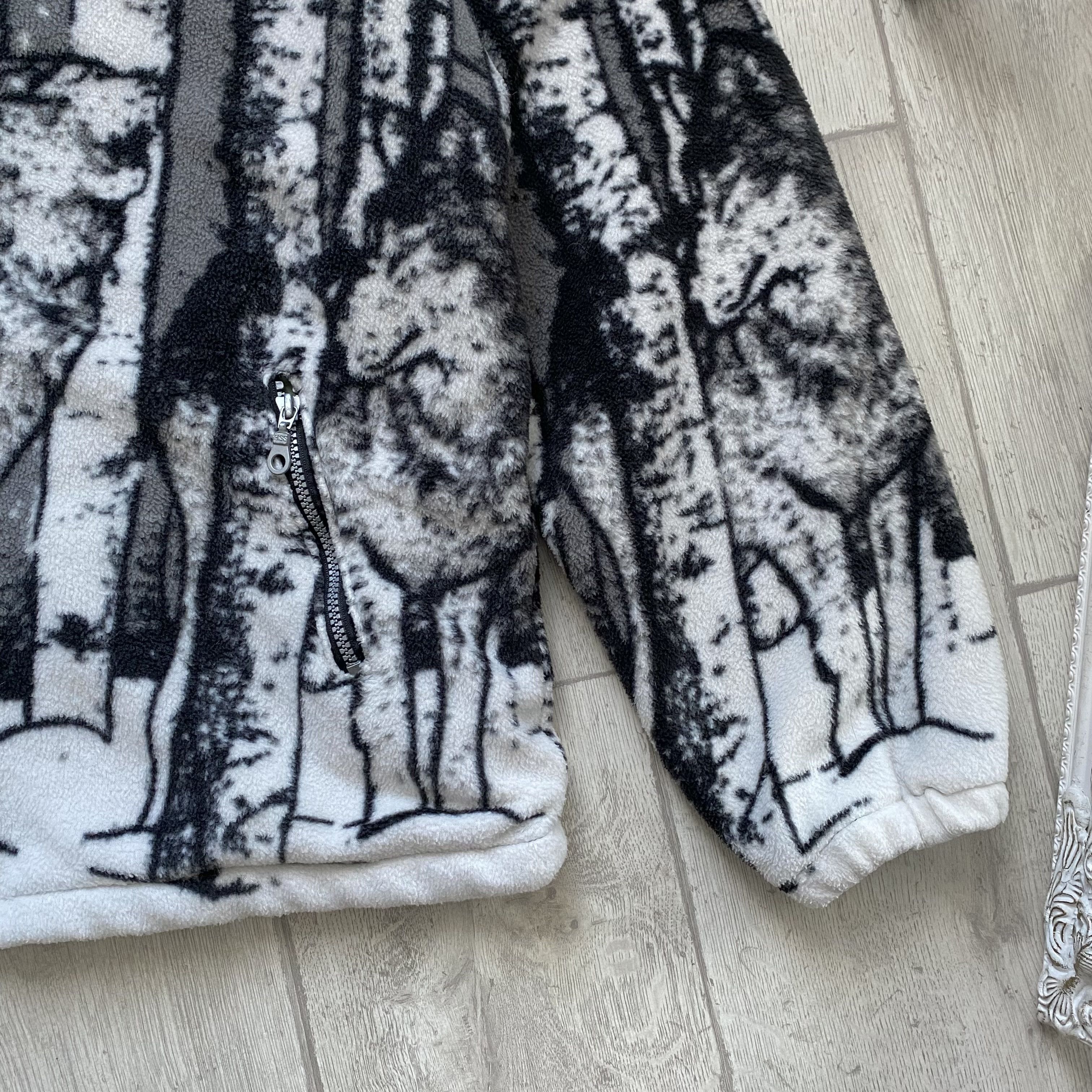 🐺 Vintage Fleece Wolf Sherpa Jacket Full Zip Animal print
