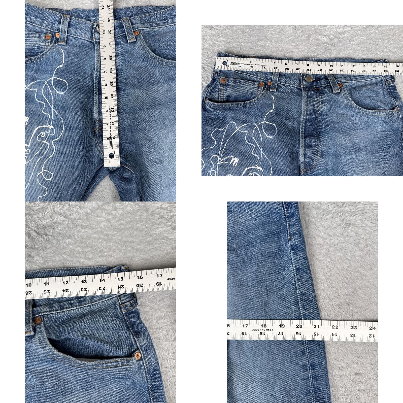 Levi's Levis Premium 501 93 Jeans Mens 32x32 Blue Straight Button Fly Abstract Graphic Size US 32 / EU 48 - 9 Thumbnail