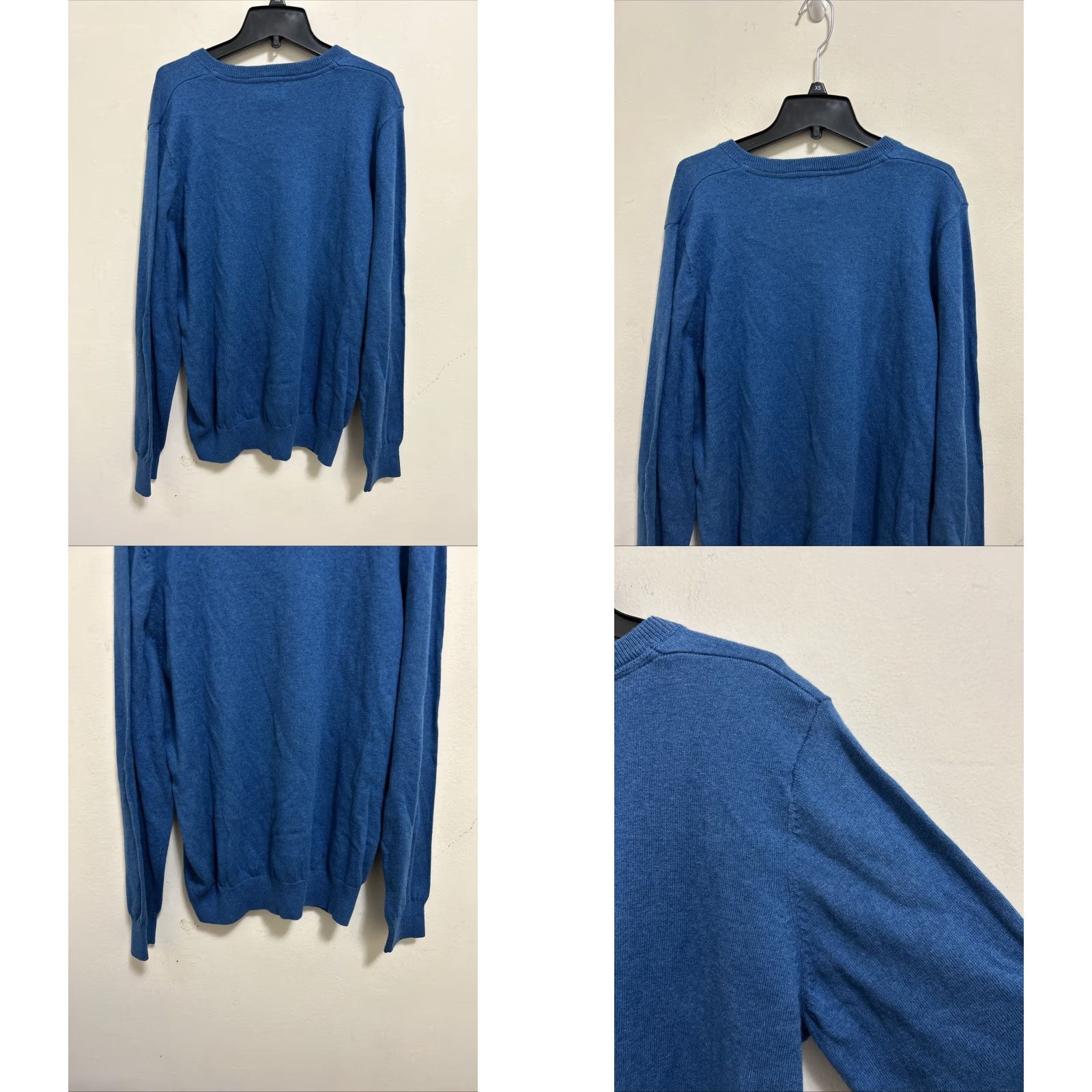 Vintage LL Bean Mens Sweater V-Neck Pullover Blue Cotton/Cashmere Blend Regular M Size US M / EU 48-50 / 2 - 8 Thumbnail
