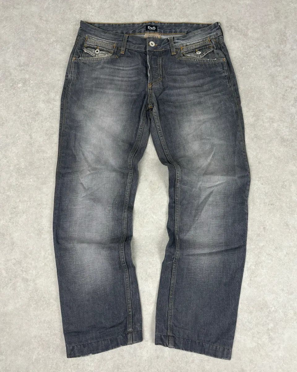 Dolce & Gabbana 2000s Dolce & Gabbana Grey Bootcut Jeans Denim Leather Patch Size US 32 / EU 48 - 1 Thumbnail
