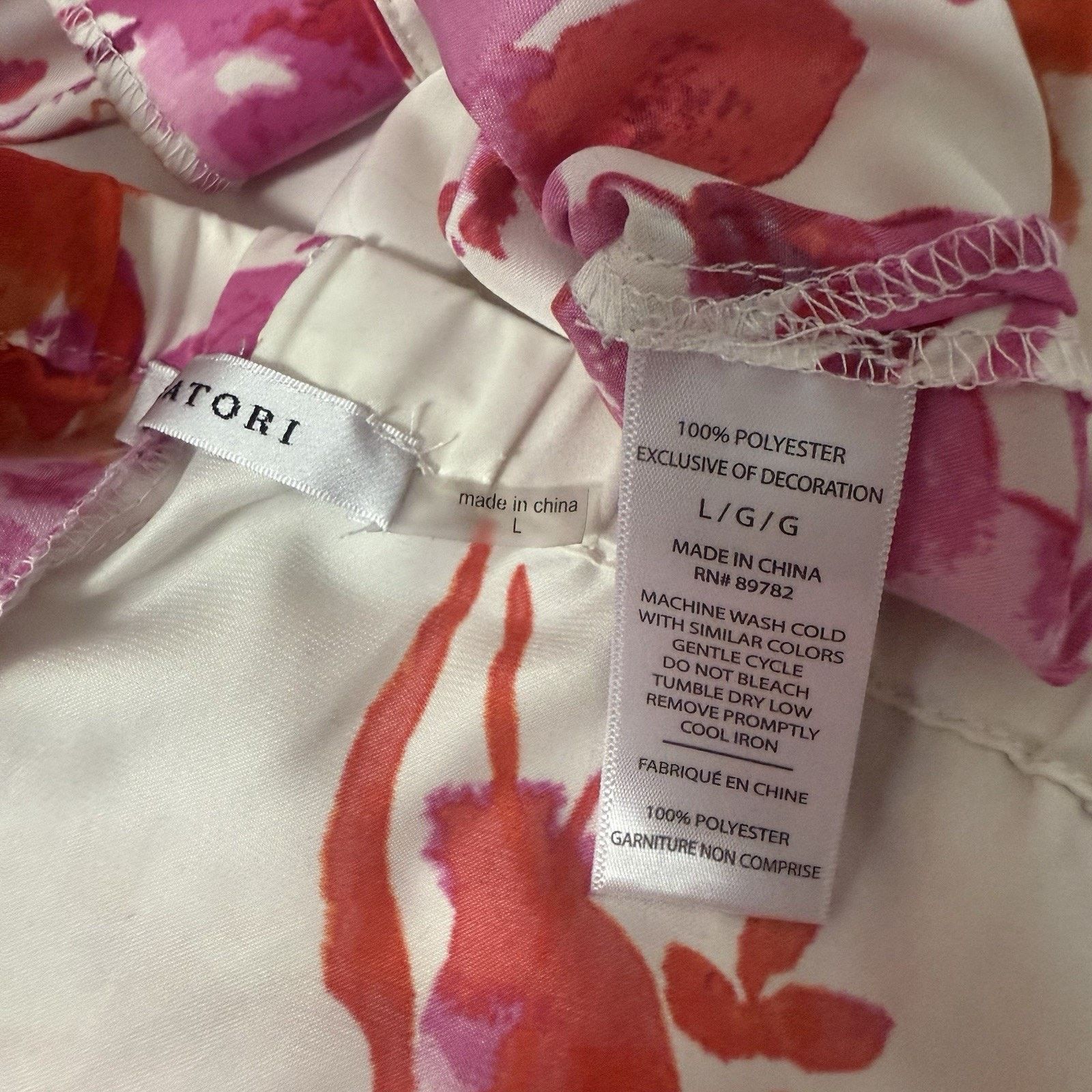 Other Natori Peony Satin Pajamas Set Pink Orange Floral Lounge Size ONE SIZE - 4 Thumbnail