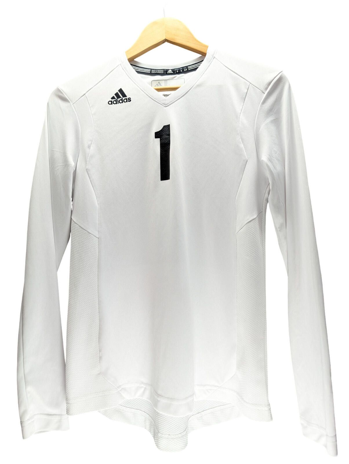 Adidas Adidas Jersey S Climalite Long Sleeve V-Neck Number 1 White Size S / US 4 / IT 40 - 1 Thumbnail