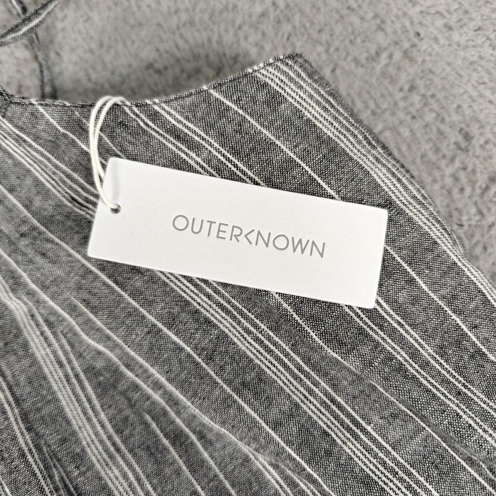 Outerknown Outerknown Womens Large Tank Top Gray White Stripe Linen Cotton Adjustable Size L / US 10 / IT 46 - 3 Thumbnail