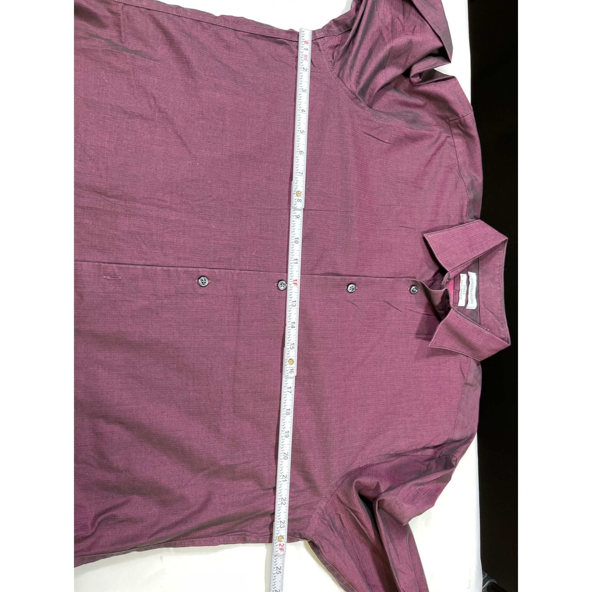 Calvin Klein Calvin Klein SKU 7661 Mens Burgundy Long Sleeve Button Up Sh Size US XL / EU 56 / 4 - 3 Thumbnail