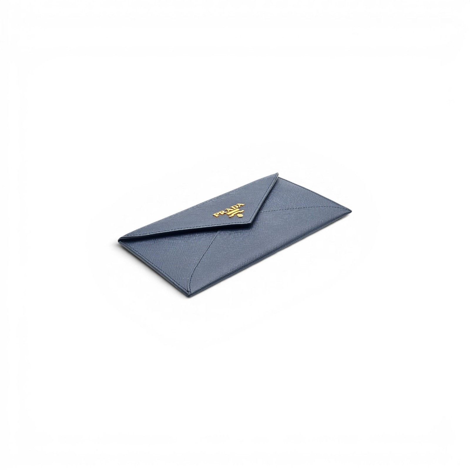 Prada Saffiano Wallet Envelope Blue with Gold Hardware Size ONE SIZE - 7 Thumbnail