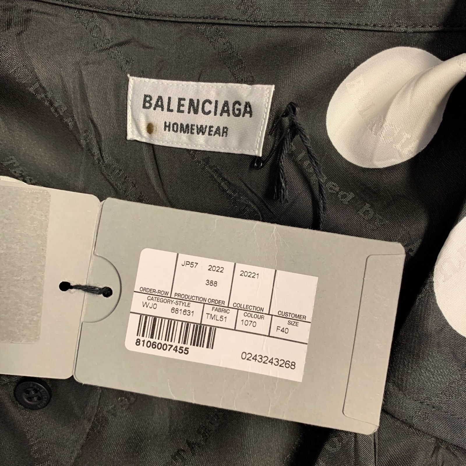 Balenciaga M Black White Polka Dot Viscose Silk Long Sleeve Shirt Size US M / EU 48-50 / 2 - 7 Thumbnail