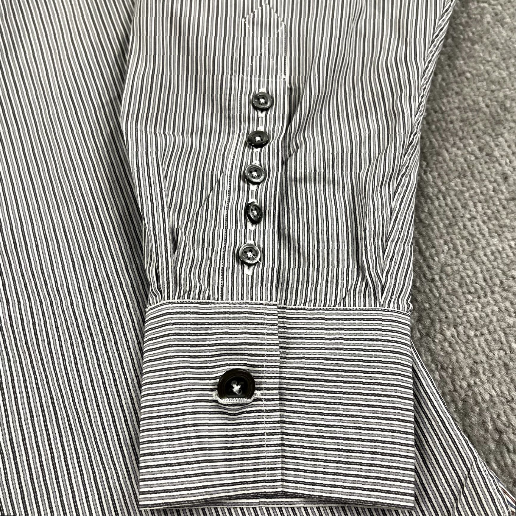 Paul Smith Paul Smith Shirt Mens XL Gray Pinstriped Button Up Long Sleeve Lots of Buttons Size US XL / EU 56 / 4 - 3 Thumbnail