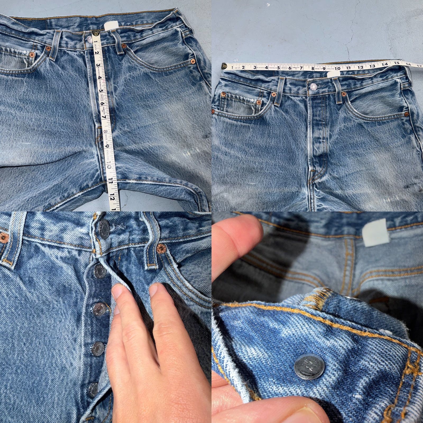 Levi's VINTAGE Levi's 501 Jeans Straight Denim Blue Light Wash 34x34 Mens Regular 90s USA 90s Discussed Theme Buttons 5-Pocket Design Mens Jeans Size US 34 / EU 50 - 8 Thumbnail