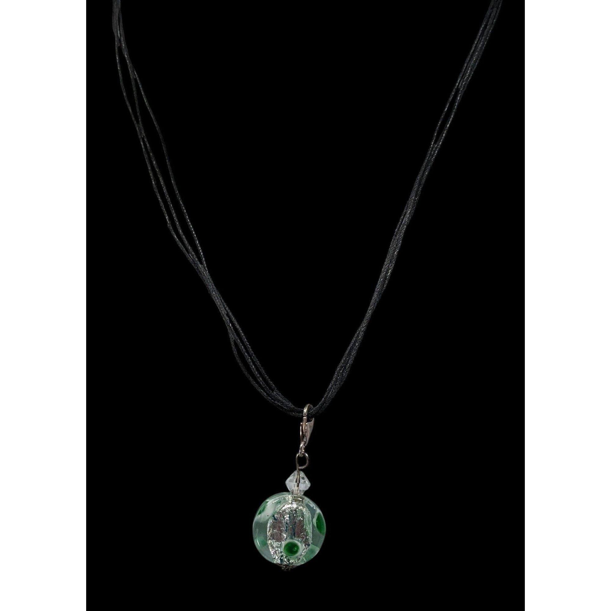 Other Candycore Glass Pendant Necklace Clear Green Polka Dots And Size ONE SIZE - 2 Thumbnail
