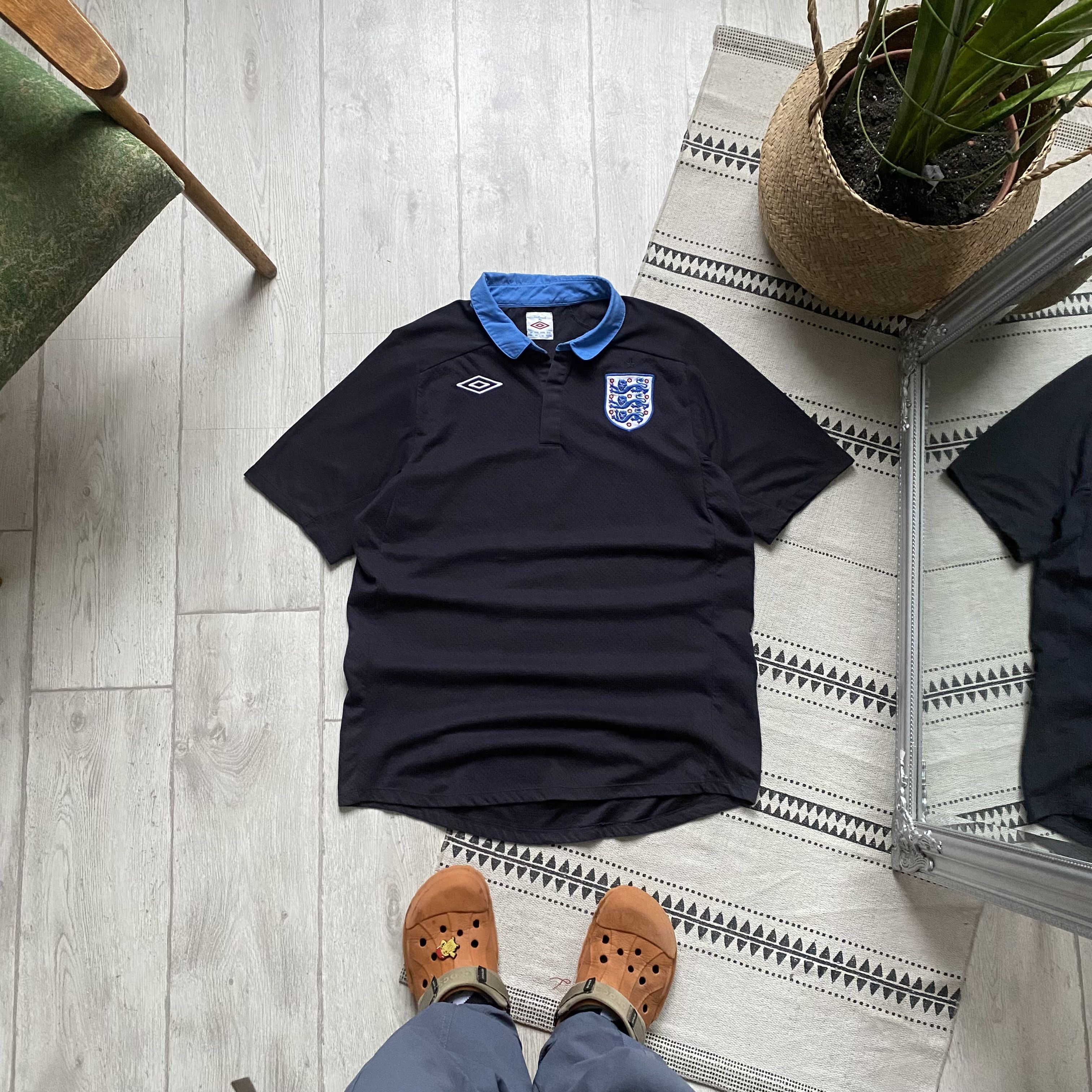 Umbro ⚽️ Vintage Blockore Umbro England Soccer jersey Polo Nike Size US L / EU 52-54 / 3 - 1 Thumbnail