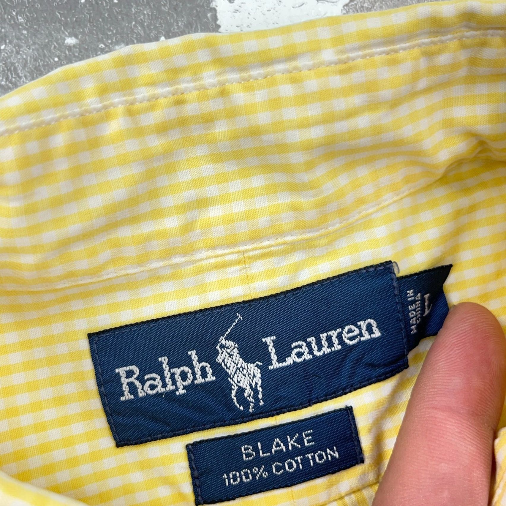 Ralph Lauren Ralph Lauren Shirt Men Large Yellow Check Button Up Blue Pony Blake Dress Poplin Size 42R - 5 Thumbnail