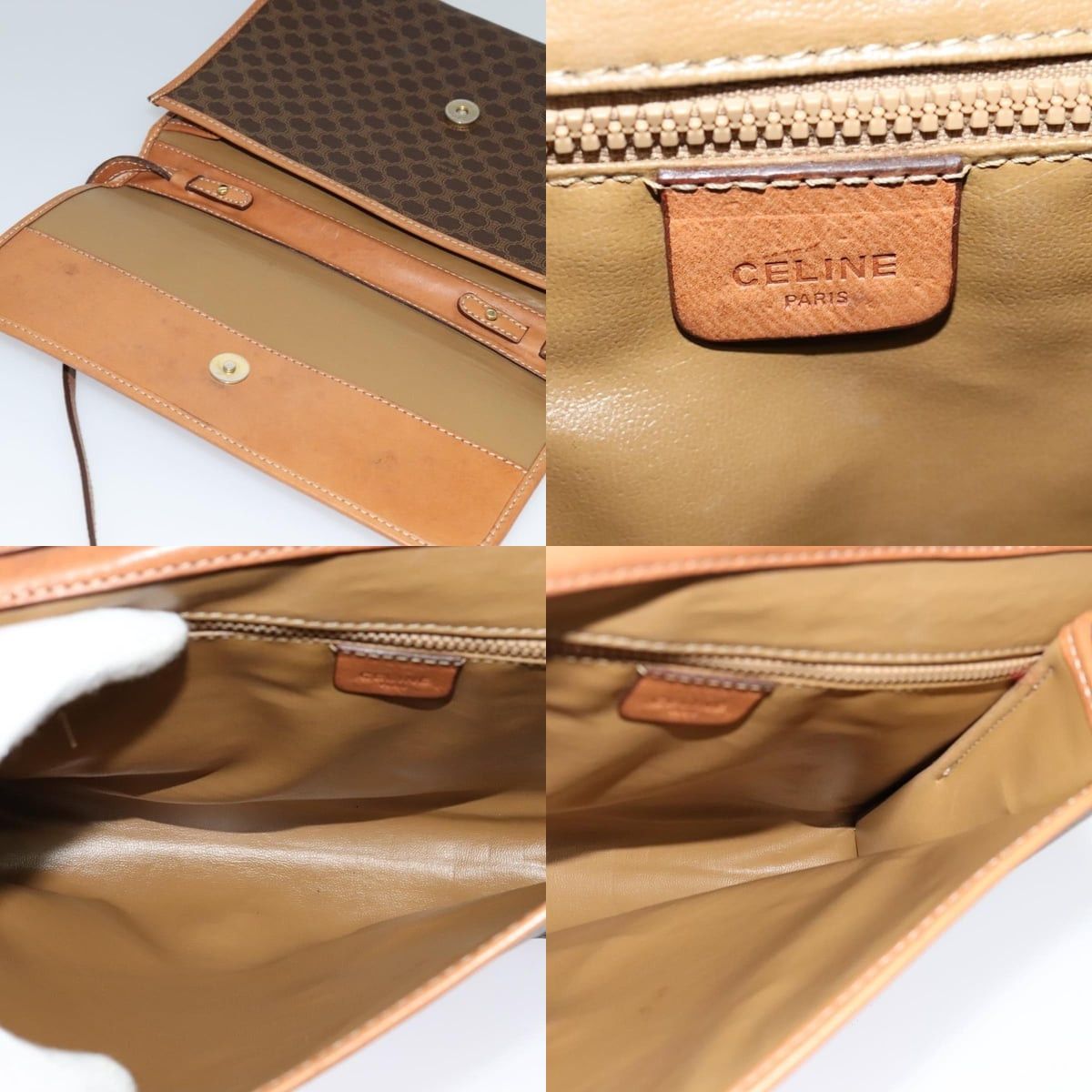 Celine CELINE Macadam Canvas Shoulder Bag Pvc Leather Brown Gold Size ONE SIZE - 11 Thumbnail