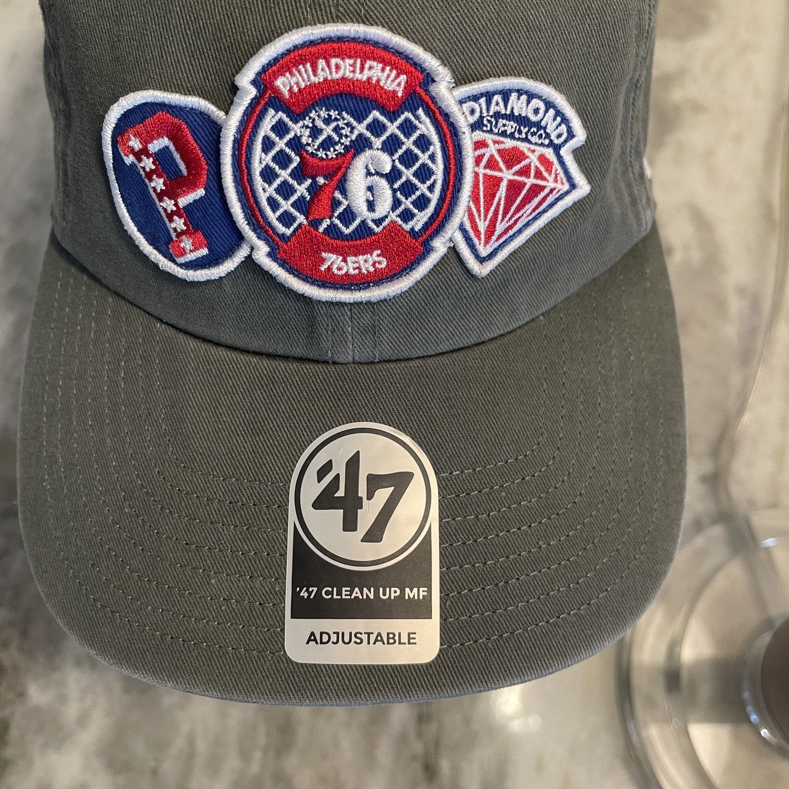 47 Brand Philadelphia 76ers Hat Cap Strap Back NBA Gray Diamond Patch Size ONE SIZE - 4 Thumbnail