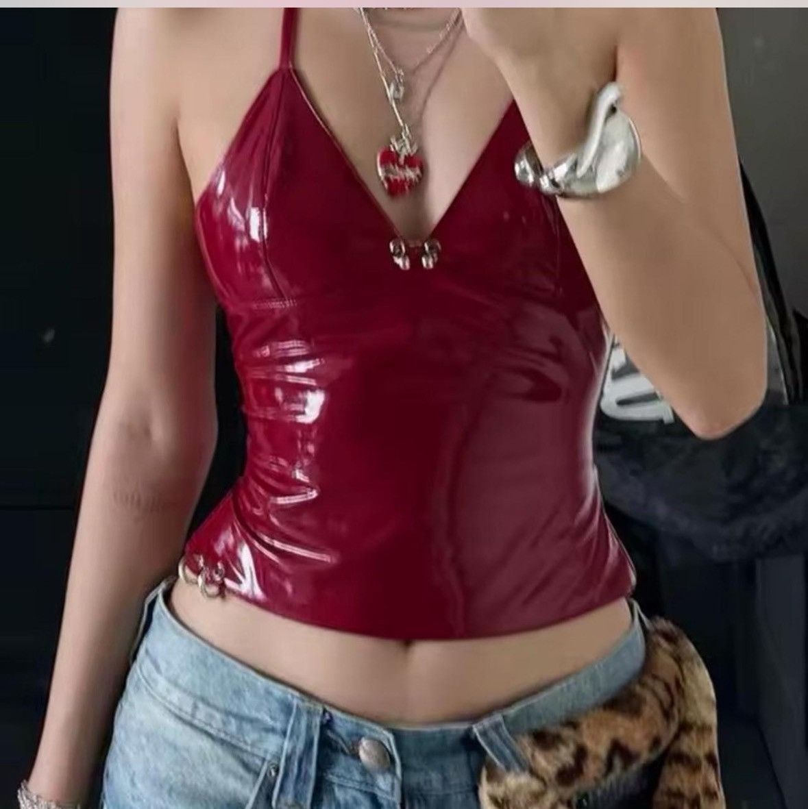 Other Red Latex Crop top Size M / US 6-8 / IT 42-44 - 2 Thumbnail