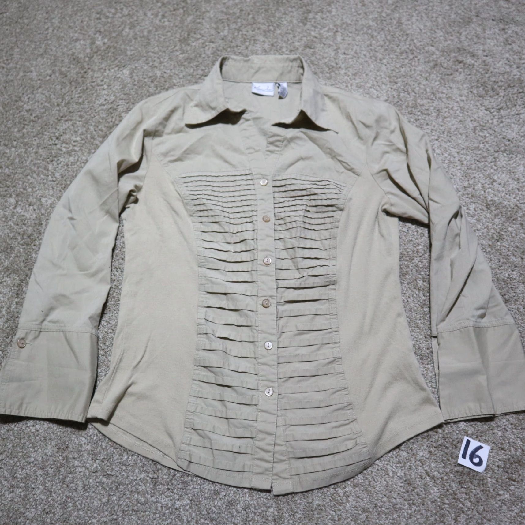 Vintage Kim Rogers Shirt Blouse 3/4 Sleeve Button Up Brown Women's PL Petite Large Size L / US 10 / IT 46 - 2 Thumbnail