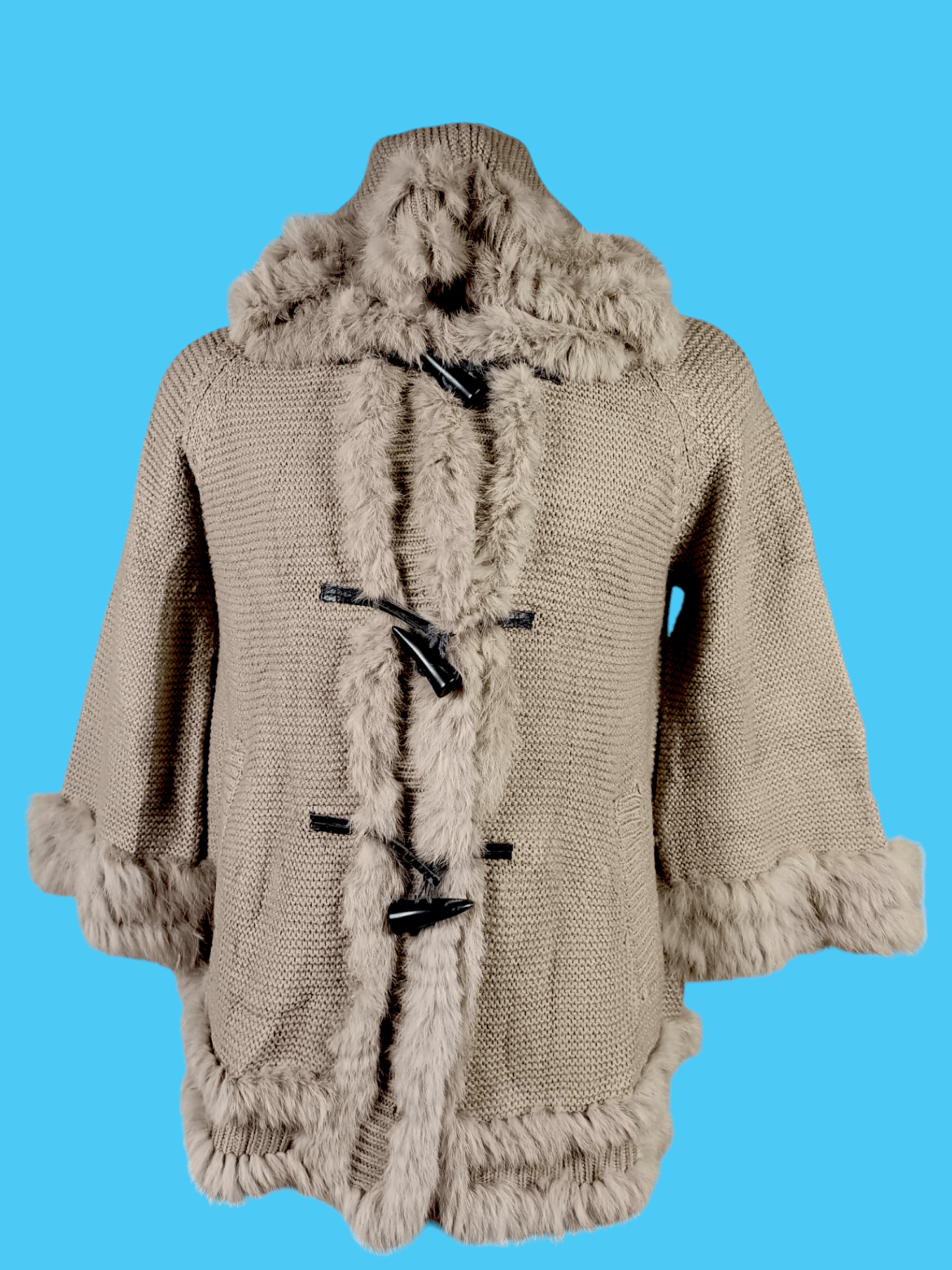 Japanese Brand × Le Grande Bleu (L.G.B.) VICKY Faux Fur Knit Toggle Design Mohair Duffle Jacket Size US L / EU 52-54 / 3 - 1 Thumbnail