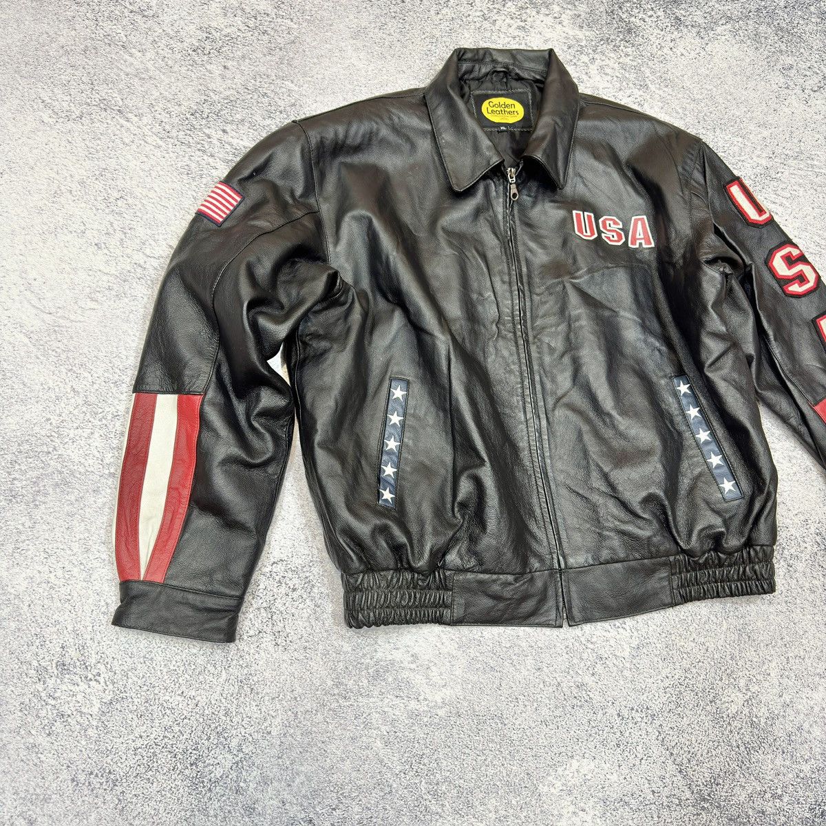 Other Vintage Mens Leather Bomber Jacket USA XL size Size US XL / EU 56 / 4 - 2 Thumbnail