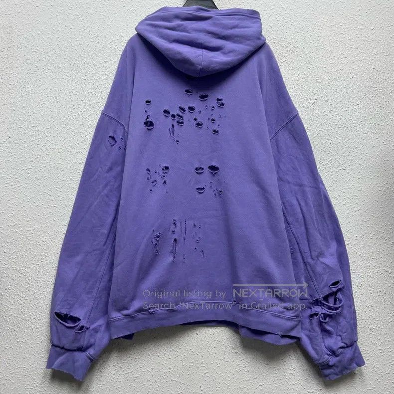 Balenciaga Balenciaga Distressed Purple Logo Slogan Hooded Sweatshirt Size US XL / EU 56 / 4 - 2 Thumbnail