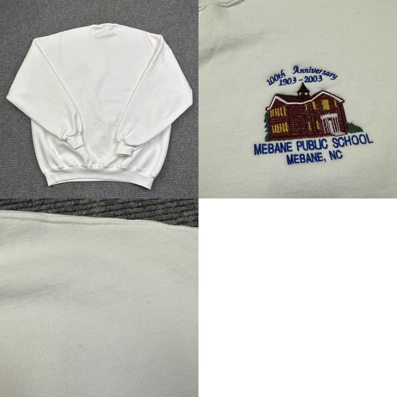 Jerzees VINTAGE Jerzees Public School NC Crewneck Sweatshirt 2X Women White Embroidered 90s Plus Size Pullover Size XXL / US 16-18 / IT 52-54 - 8 Thumbnail