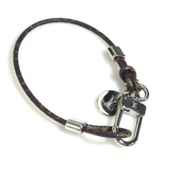 LOUIS VUITTON Monogram Chain Bracelet Black Silver M00686