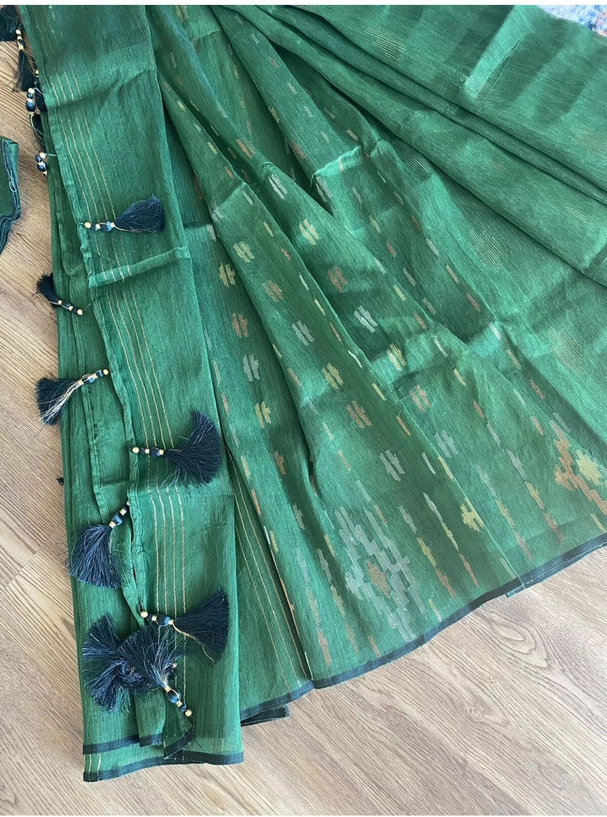 Other Indian Bollywood Saree Jamdani Dhakai 2pc Green saree Size ONE SIZE - 9 Thumbnail