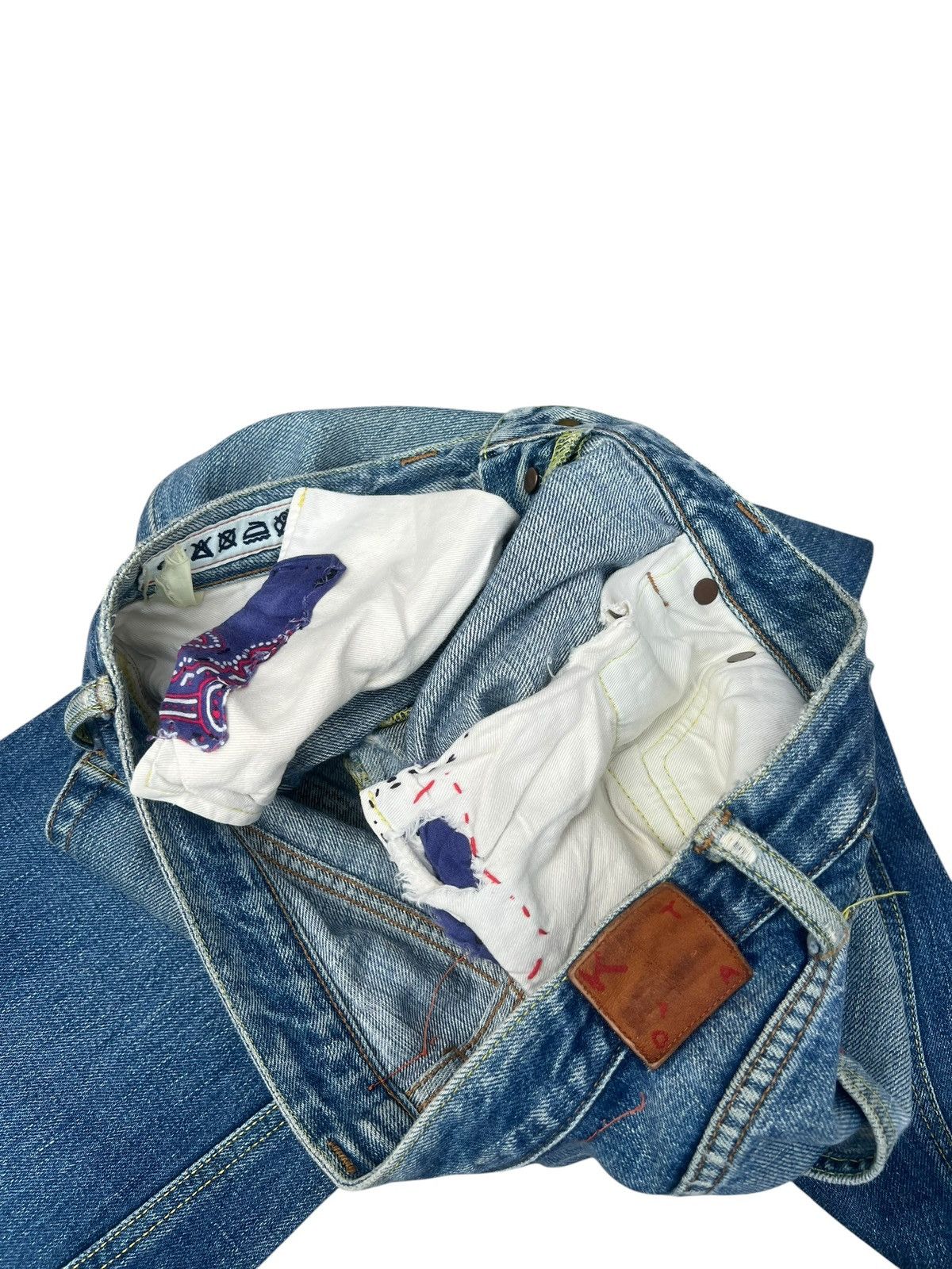 KATO Vintage Kato Japan Ripped Distressed Faded Denim Flare Jeans Size US 31 - 22 Thumbnail