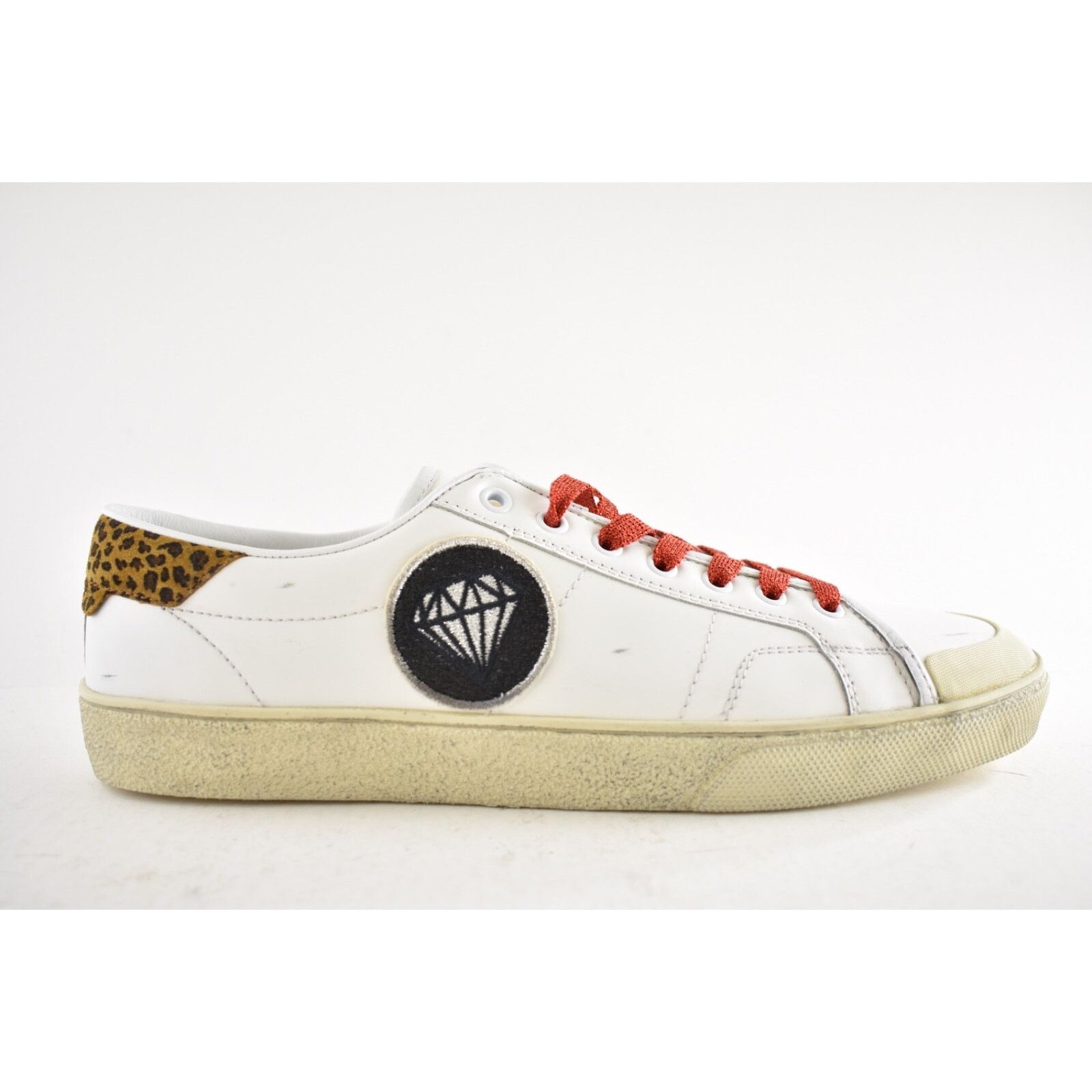 Yves Saint Laurent Saint Laurent Mens SL 37 Court Diamond White Flat Low Top Size US 11 / EU 44 - 2 Thumbnail
