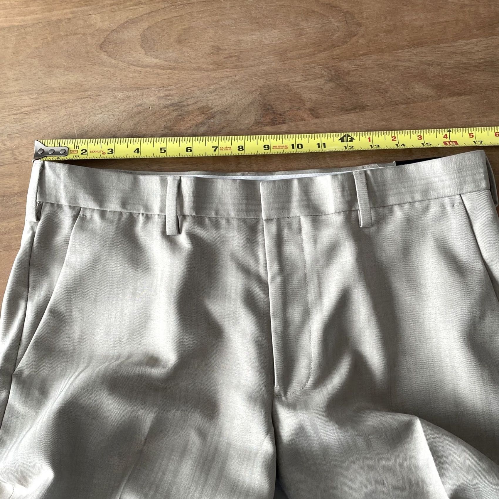 Van Heusen Van Heusen Slim Fit Flat Front Pants Mens 34 x 28 Beige Office Dressy Casual Shirt? Size US 34 / EU 50 - 6 Thumbnail