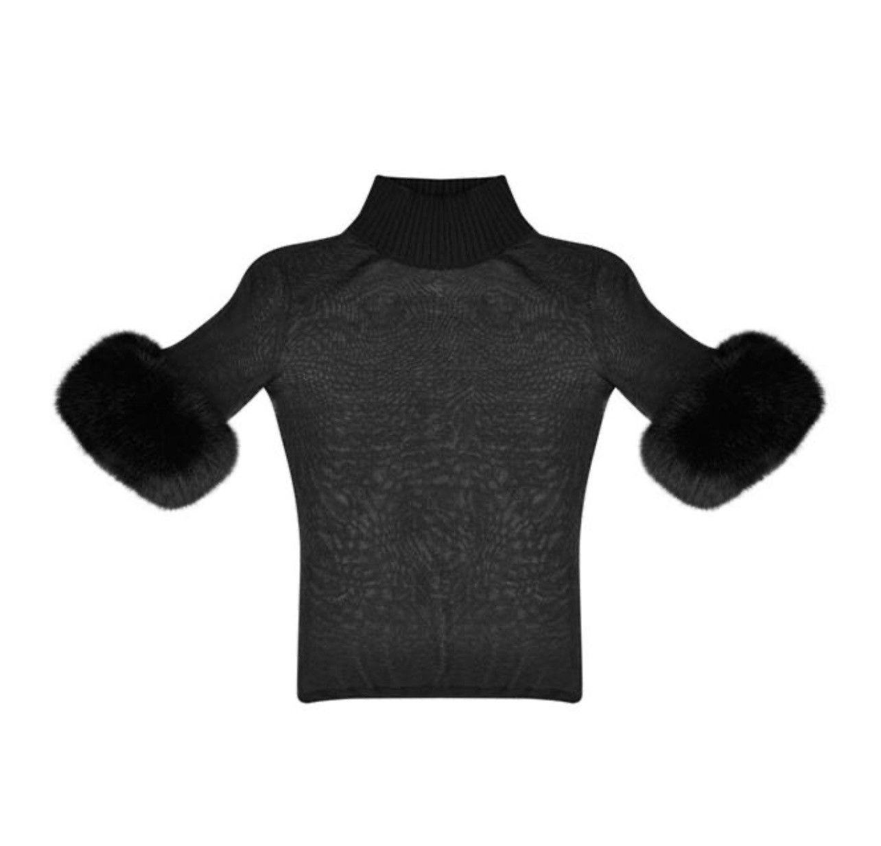 image of Saint Laurent Paris Saint Laurent Fur Sweater in Black, Women's (Size Small)