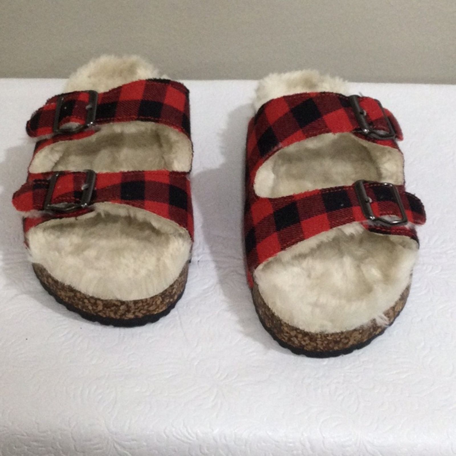 Other Corkys Laid Back Plaid Fur Lined Slip On Sandles 10 NWOT Size US 10 / IT 40 - 4 Thumbnail