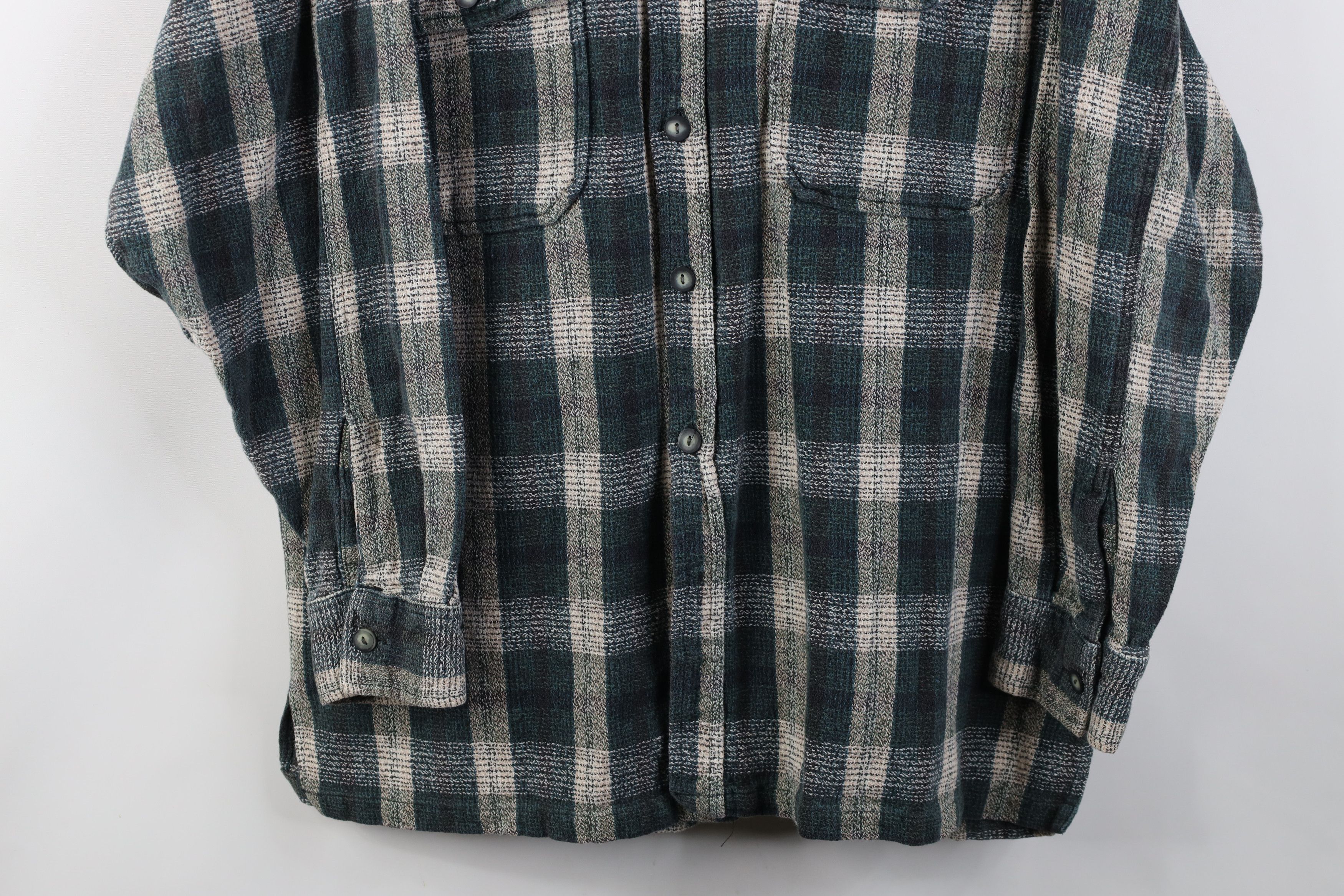 Vintage Vintage 90s Streetwear Tweed Collared Button Shirt Plaid Size US L / EU 52-54 / 3 - 3 Thumbnail
