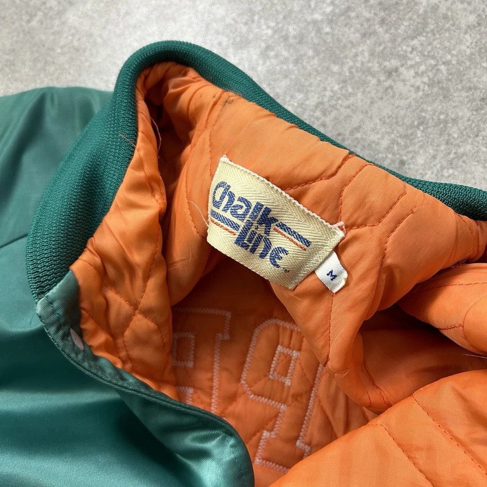 Chalk Line × NFL × Vintage MIAMI DOLPHINS CHALK LINE SATIN JACKET BOMBER SPELL OUT Size US M / EU 48-50 / 2 - 6 Thumbnail