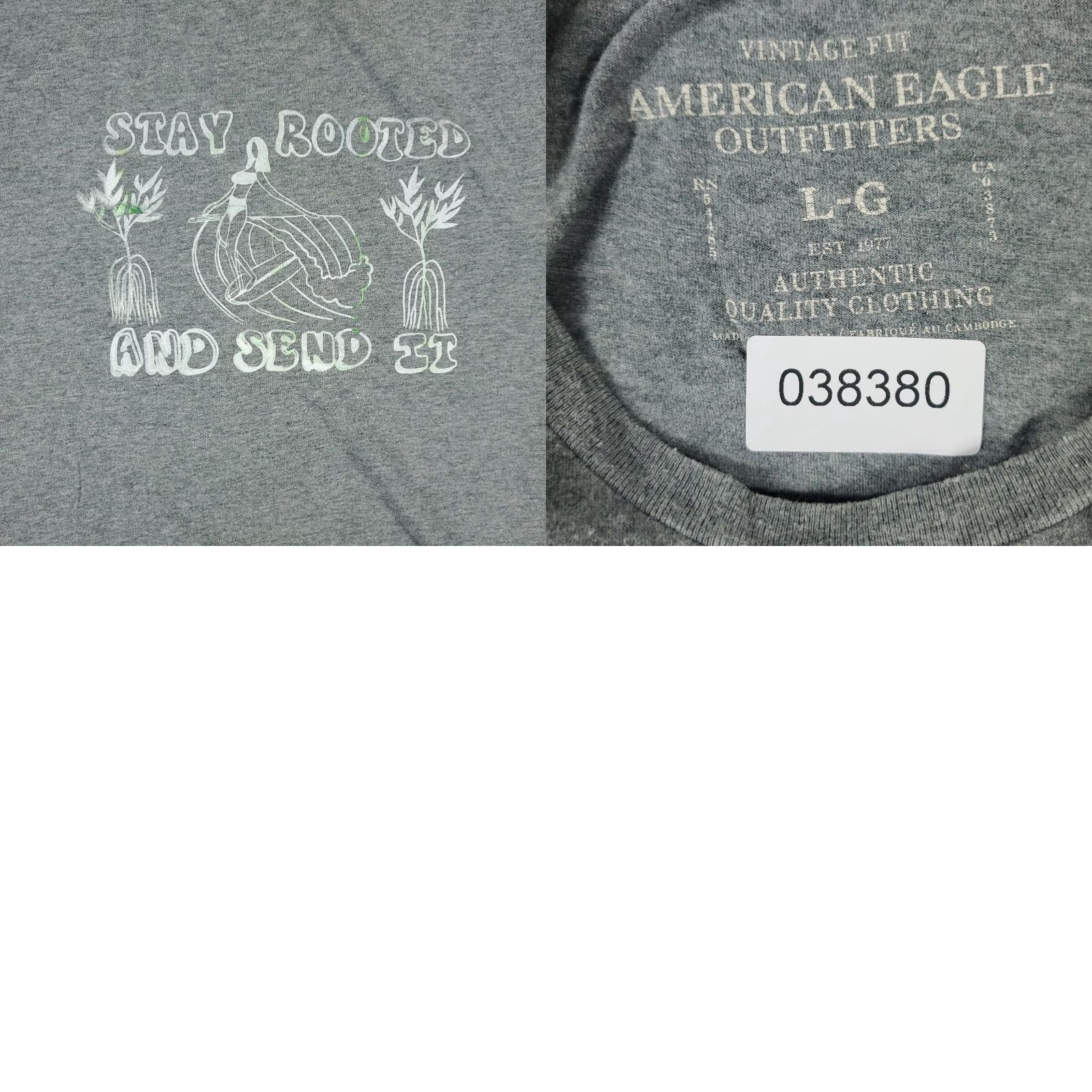 American Eagle Outfitters AMERICAN EAGLE OUTFITTERS T-Shirt Mens Large Gray Crew Neck Short Sleeve Cotton Logo Vintage? No – Regular Fit, Solid Pattern, All Seasons, Adult Mens Size US L / EU 52-54 / 3 - 8 Thumbnail