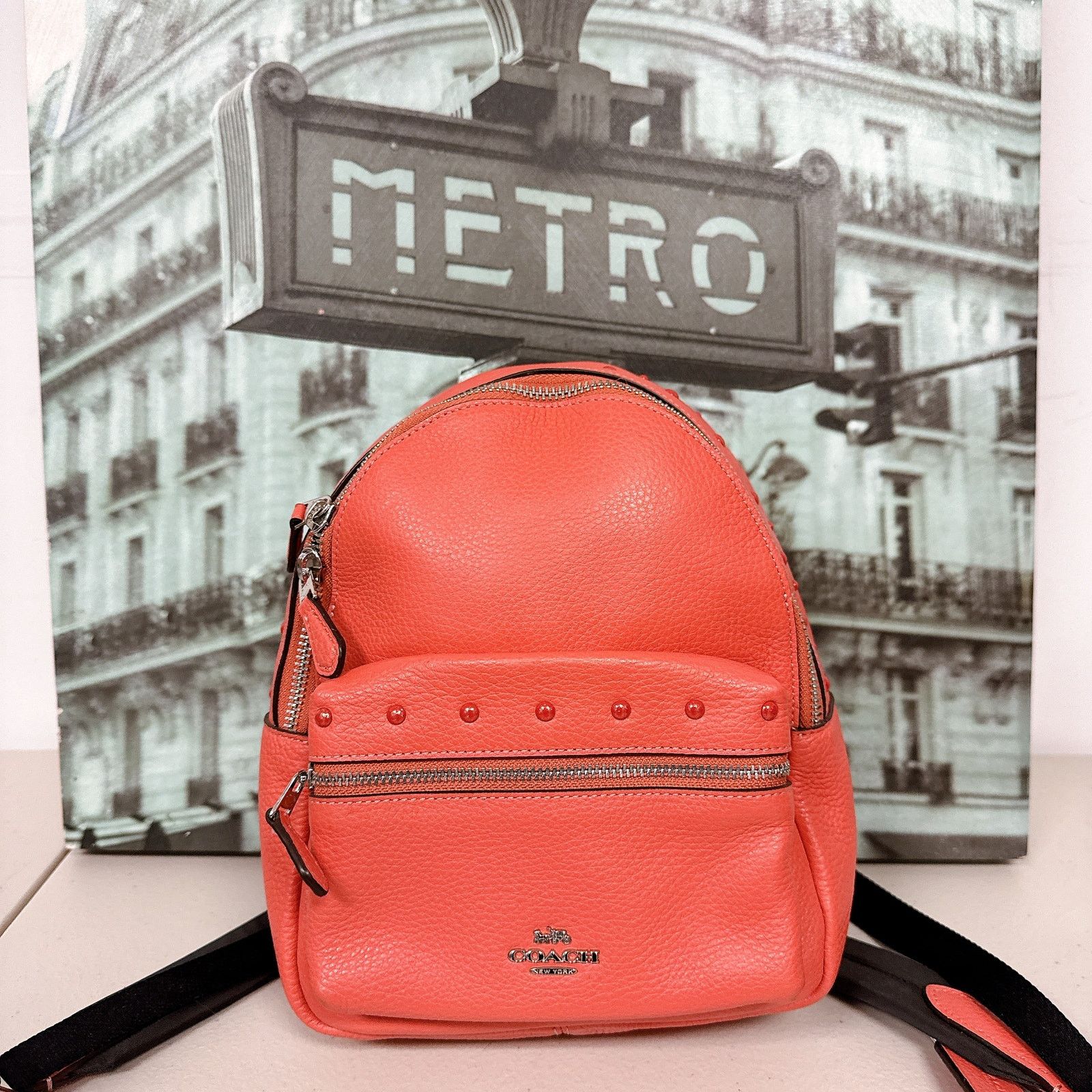 Coach Miami Red Pace Backpack bag CR100 NWT Coach CR100 Pace Backpack Smooth Leather Miami Red | eBay main image 2