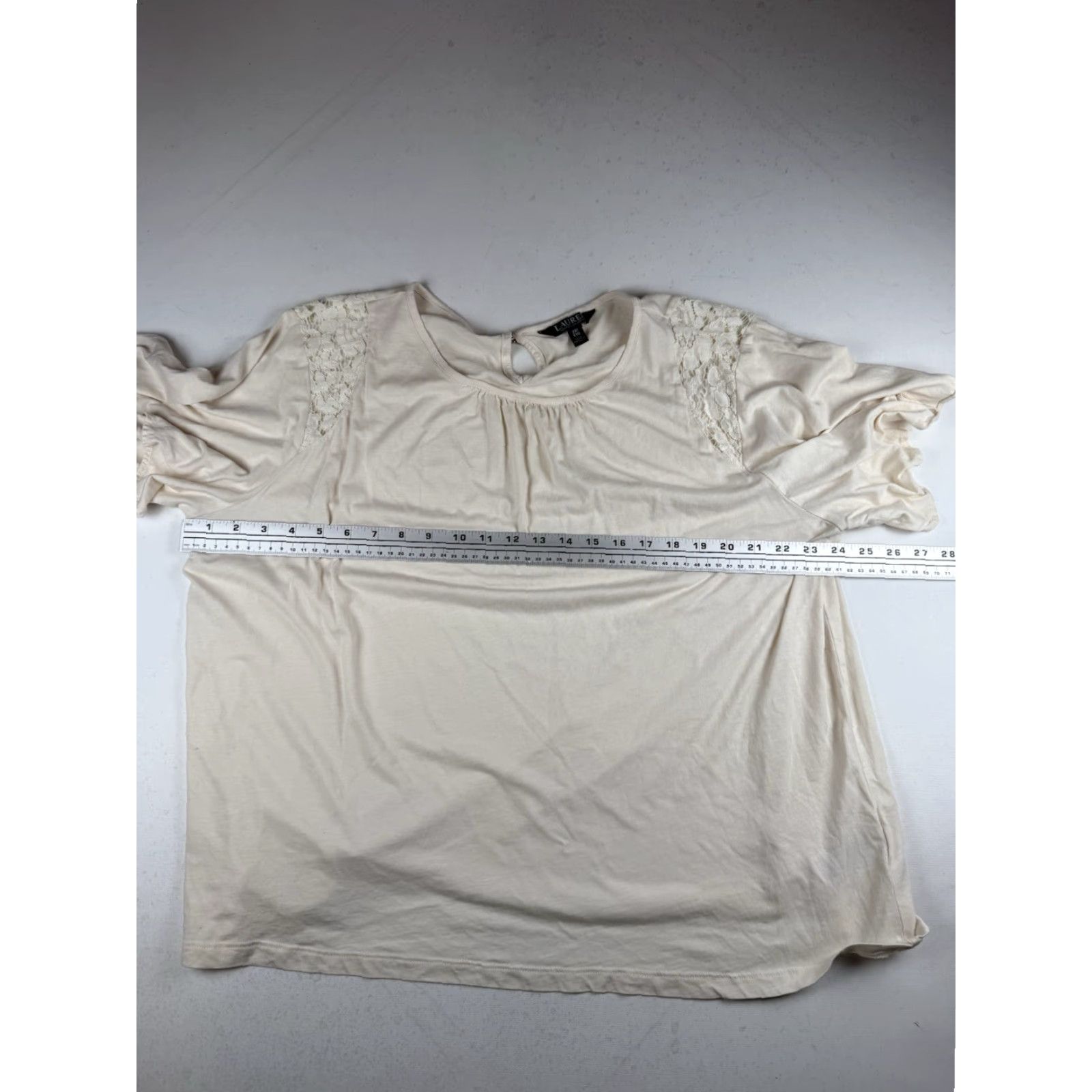 Ralph Lauren Ralph Lauren Blouse Women 2XL Short Sleeve Cream Crochet Travel Womens Size XXL / US 16-18 / IT 52-54 - 4 Thumbnail