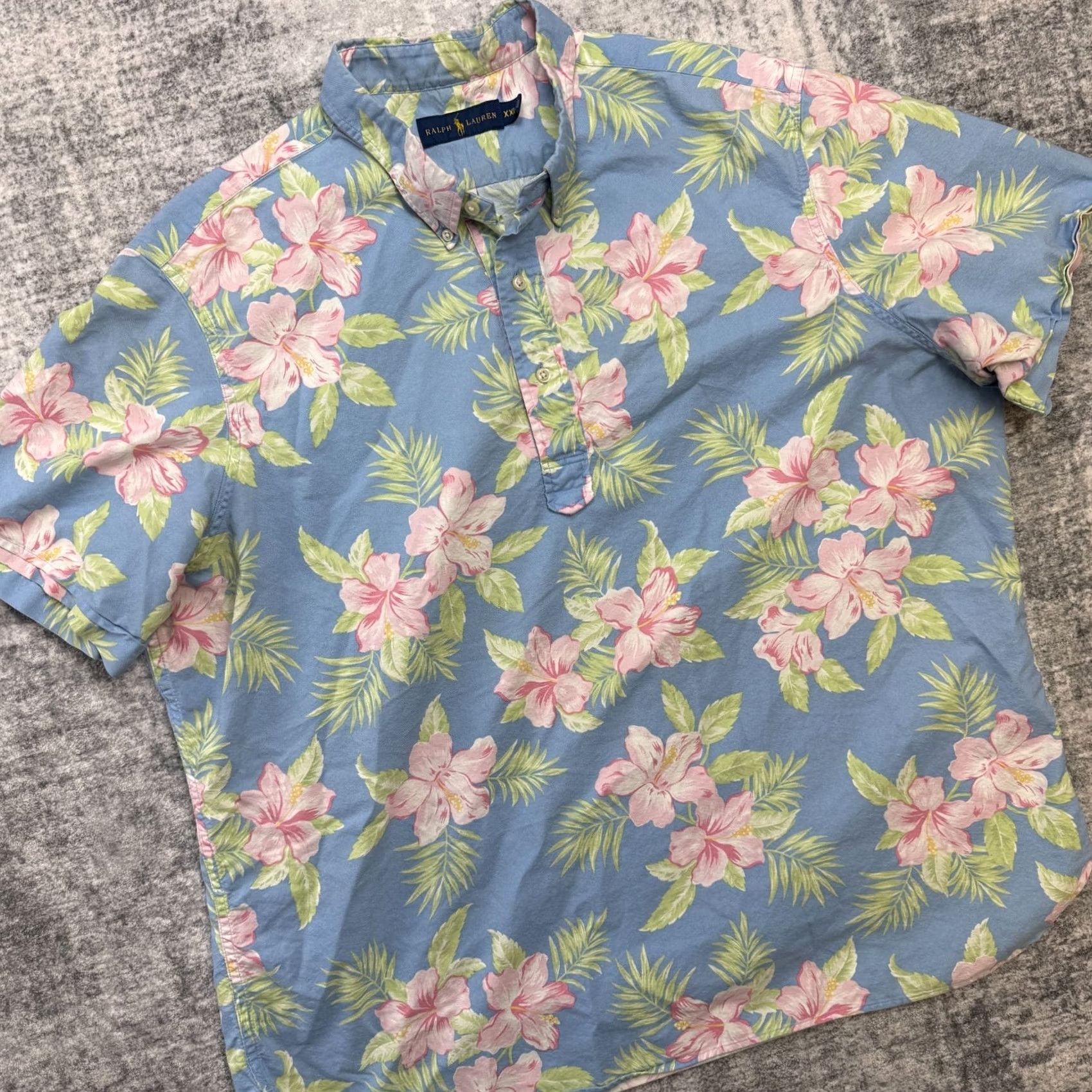 Polo Ralph Lauren Polo Ralph Lauren Shirt Men 2XL Blue Hawaiian Floral Oxford Button-Down Collar Short Sleeve Casual Beach Tropical Linen-Free Popover Aloha Cotton Size US XXL / EU 58 / 5 - 2 Thumbnail