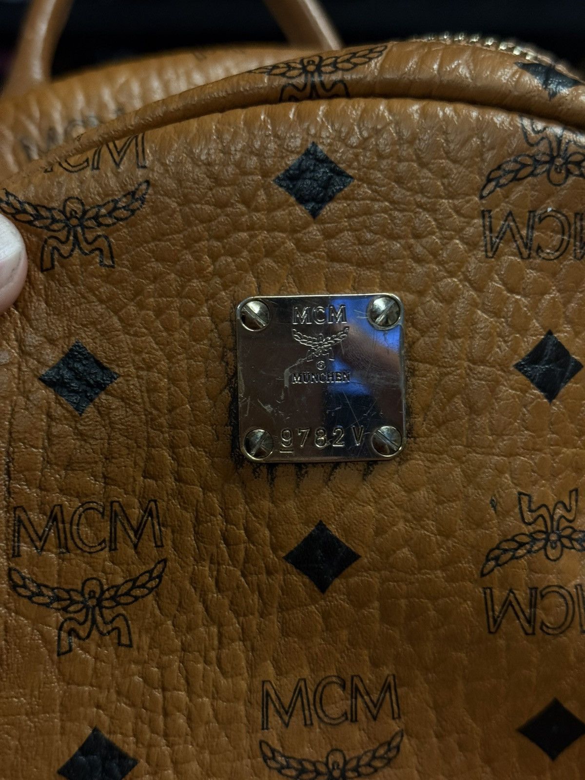 MCM MCM Classic Logo Brown Studs Medium Backpack 🧼 Size ONE SIZE - 12 Thumbnail