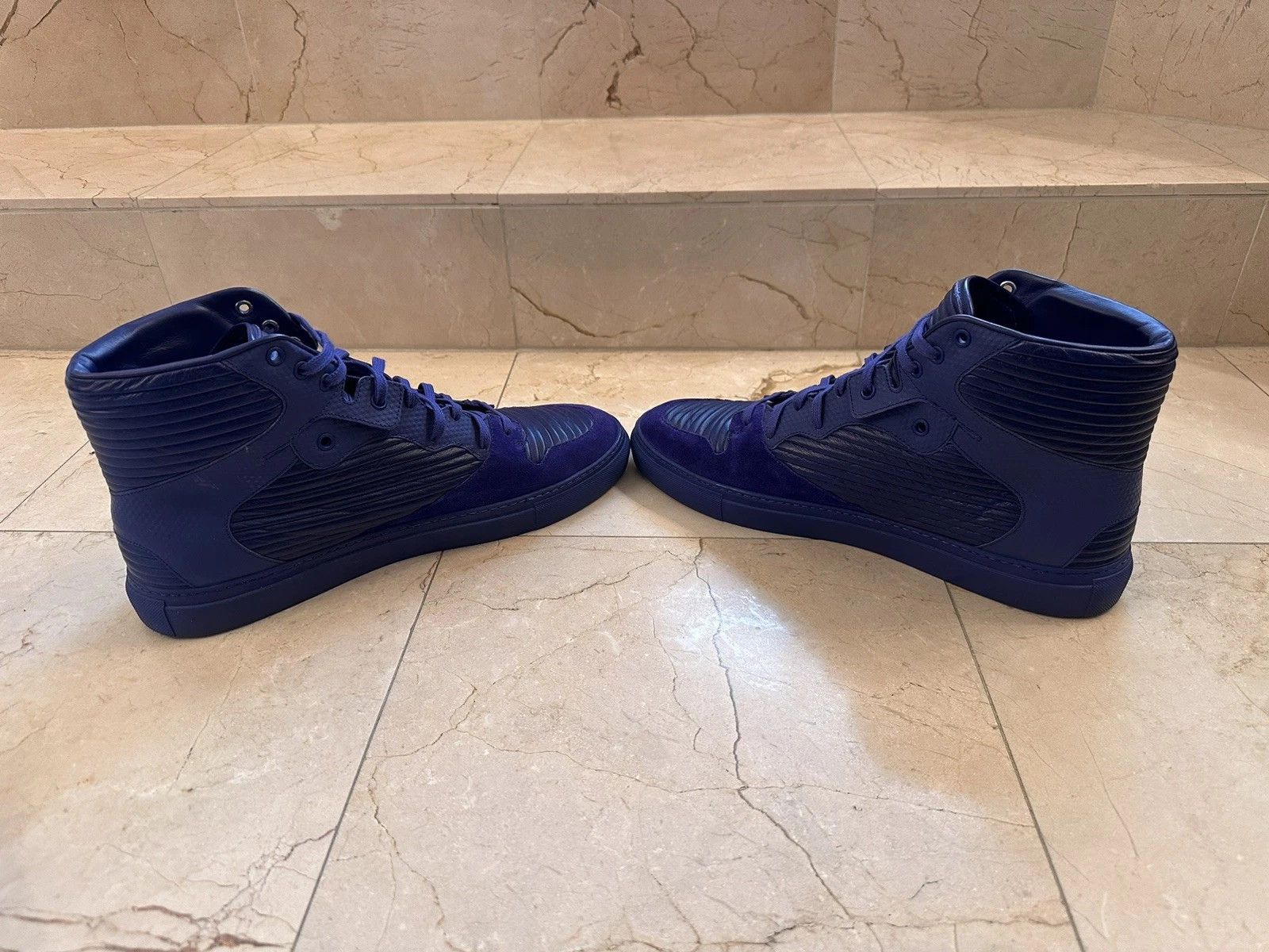 Balenciaga Balenciaga Men's Blue Violet Pleated High Top 45 US12 Size US 12 / EU 45 - 5 Thumbnail