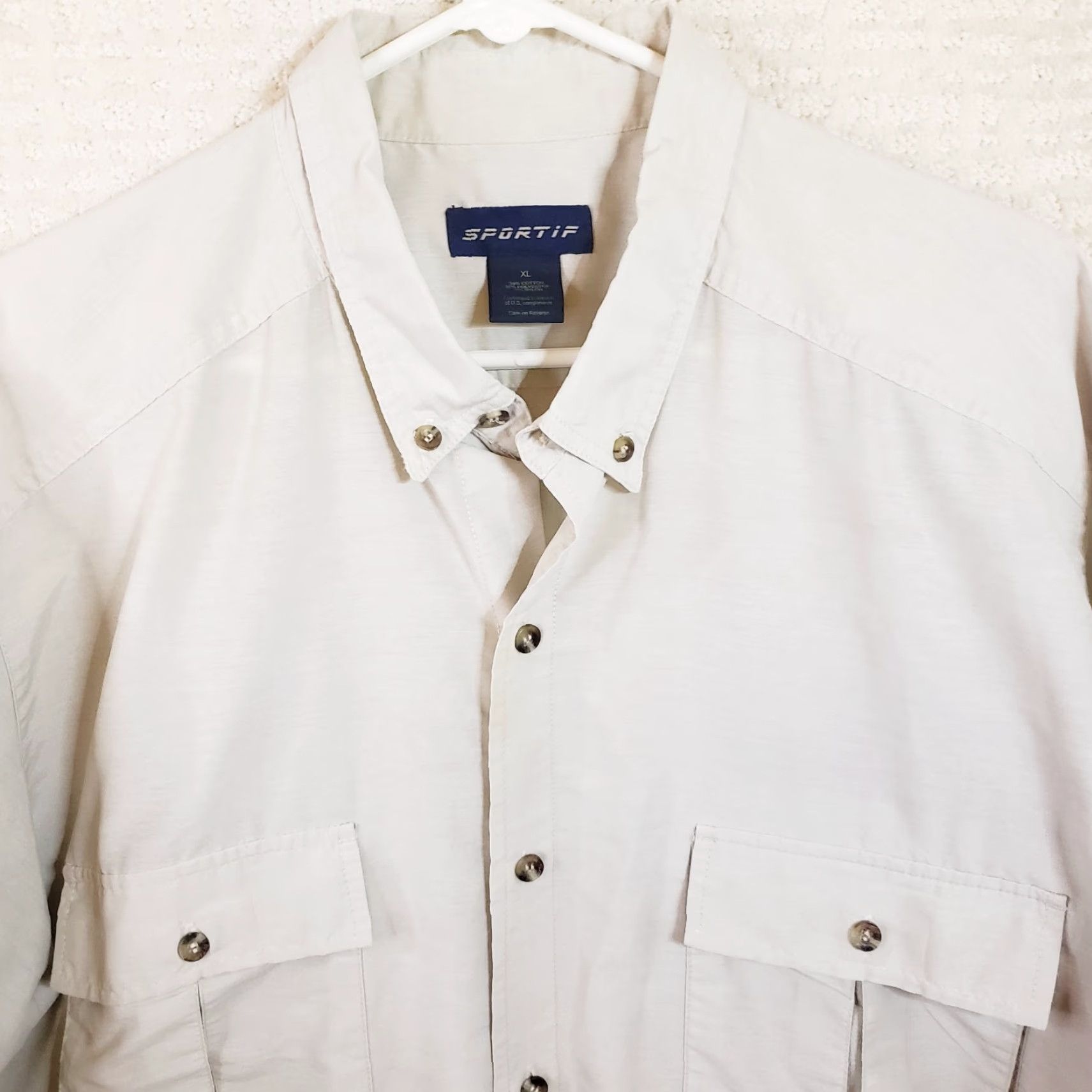 Vintage VINTAGE Sportif USA Men’s Beige Short Sleeve Button Up Vented Fishing Shirt XL Beige Shirt Mens Regular - Size US XL / EU 56 / 4 - 3 Thumbnail