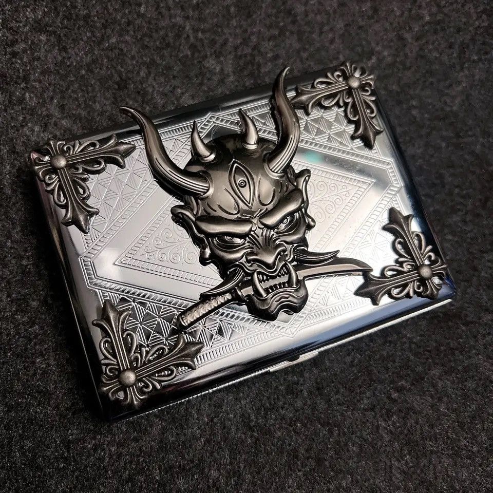 Vintage Dark Style Thick Smoking Cigarette Box Case Size ONE SIZE - 1 Thumbnail