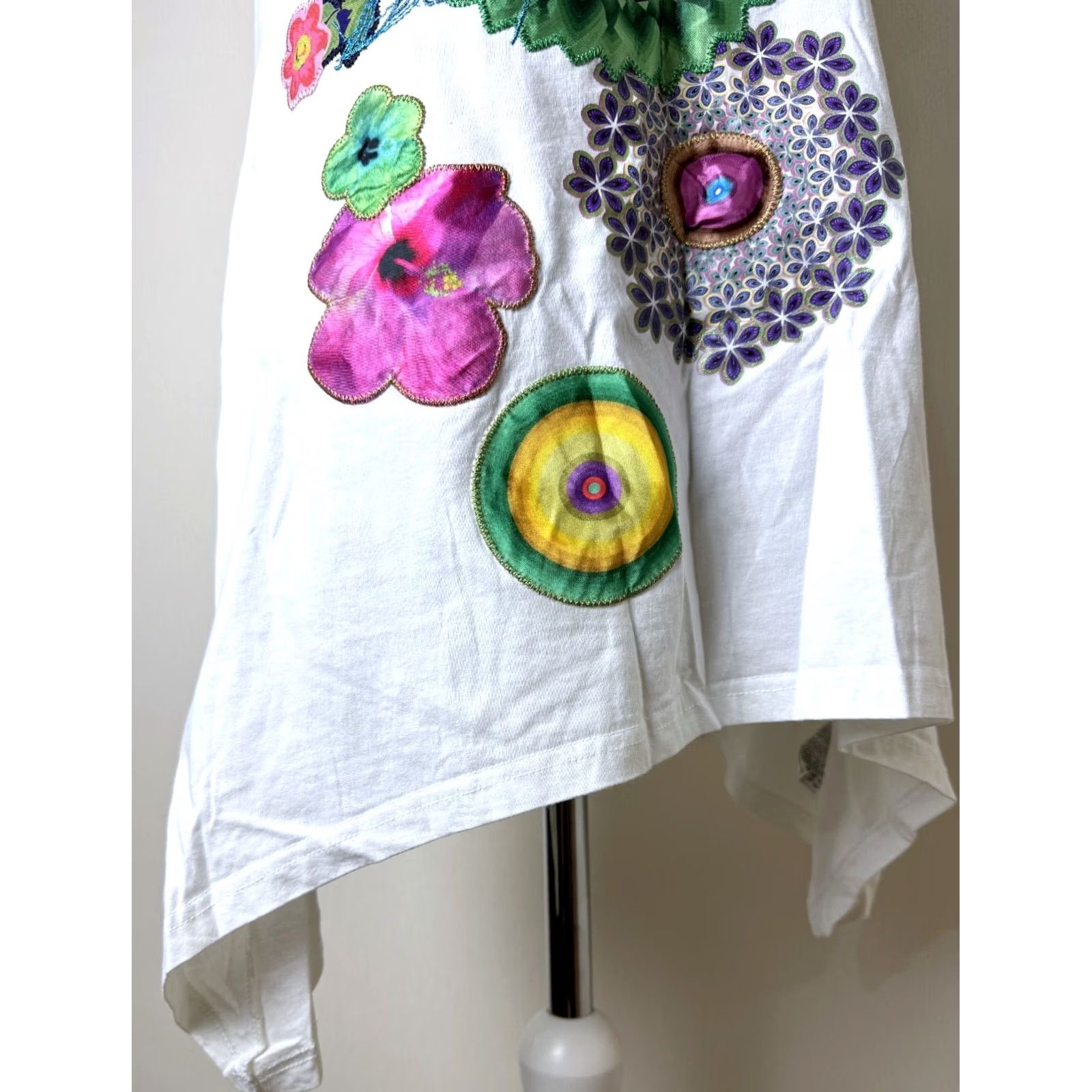 Desigual Desigual Shirt Womens L White Short Sleeve Tunic 55T25R2 Size L / US 10 / IT 46 - 3 Thumbnail