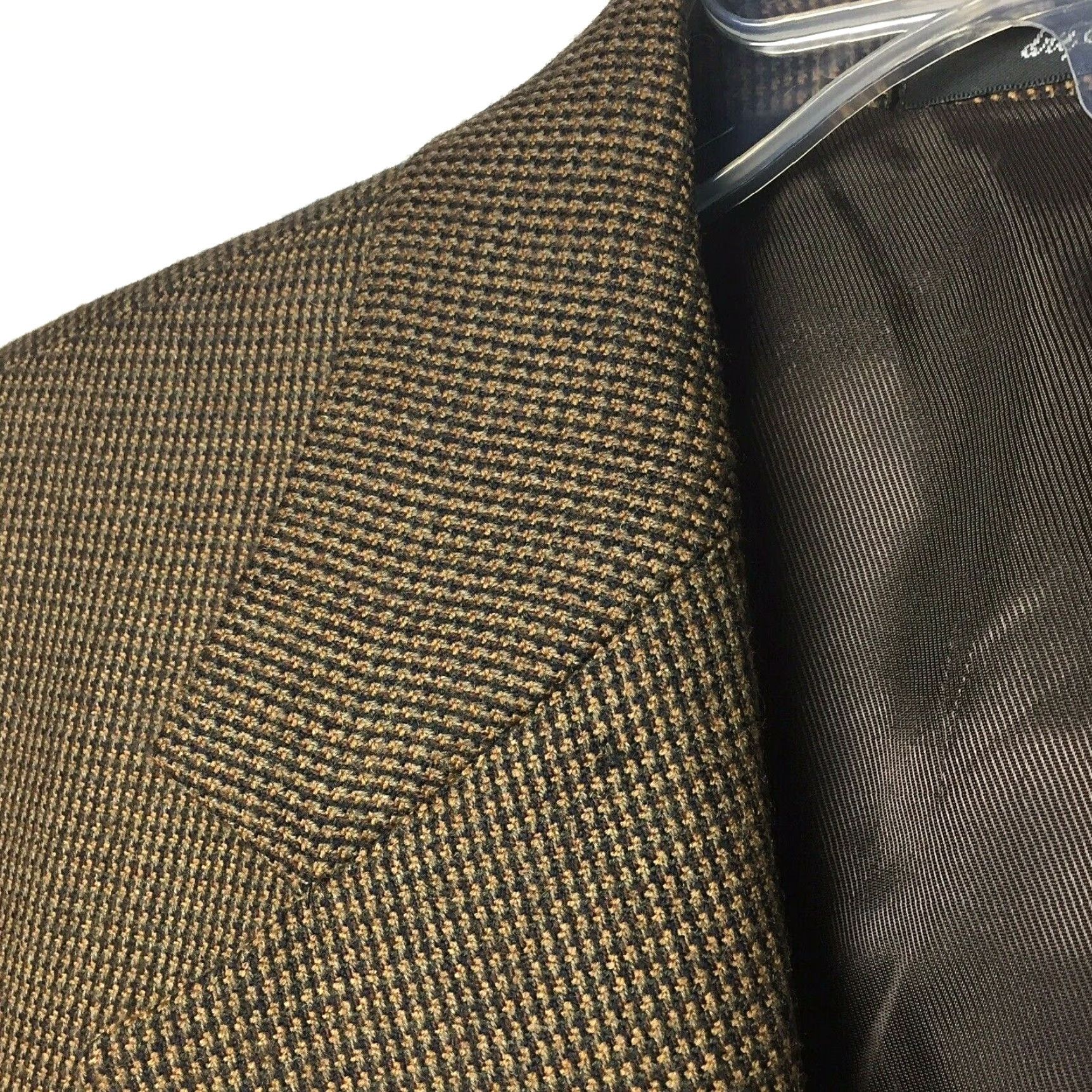 Vintage Chereskin Blazer Mens Size 44 Brown Houndstooth 2-Button Lambswool, Single-Breasted Jacket, Notch Lapel, Regular Length, Wool Coat, Mens Size 44R - 3 Thumbnail